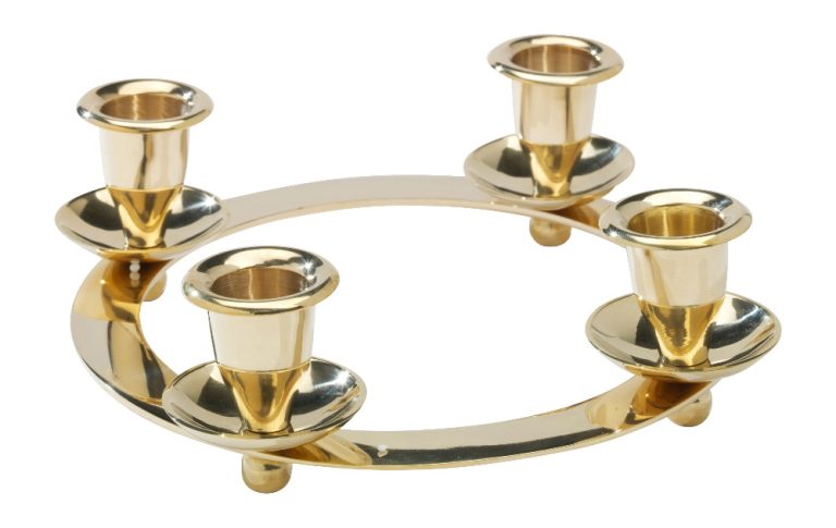 Okrągły świecznik adwentowy z mosiądzu na 4 świece