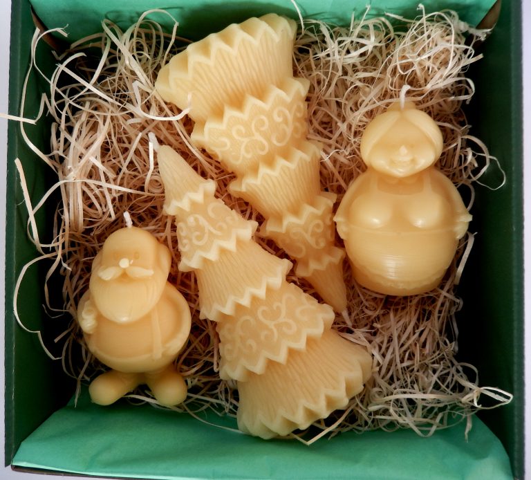 Zestaw Prezentowy Świece z Wosku Pszczelego - Babcia, Dziadek i Dwie Choinki