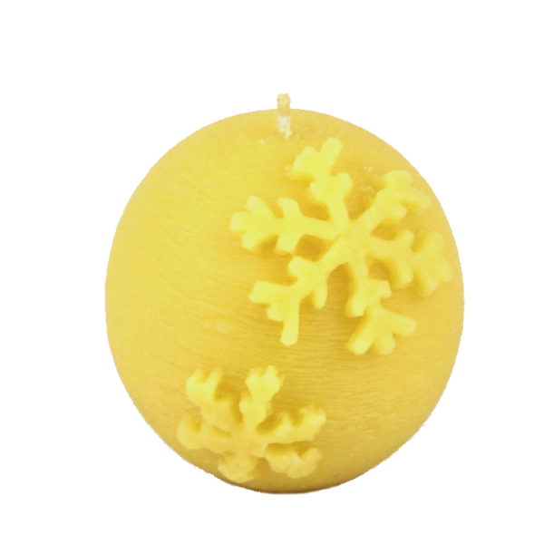 Kula z płatkiem śniegu - świeca z wosku pszczelego
