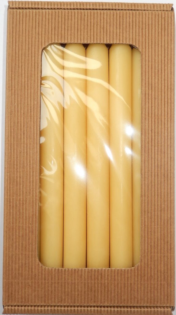 Świece stołowe z wosku pszczelego, wys. 20 cm - 6 sztuk w kartoniku z okienkiem