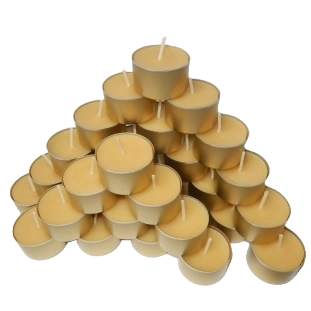 Tealighty - w złotej foremce - świeczki do podgrzewacza z wosku pszczelego - op. 32 szt.
