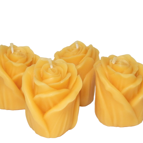 Zestaw 4 Świec z Wosku Pszczelego – Eleganckie Róże