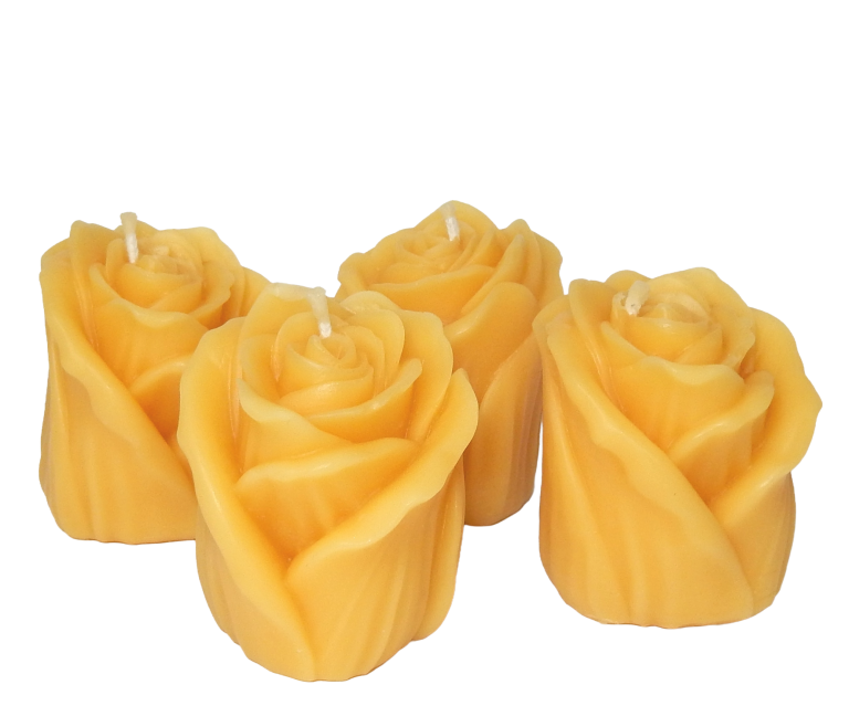 Zestaw 4 Świec z Wosku Pszczelego – Eleganckie Róże