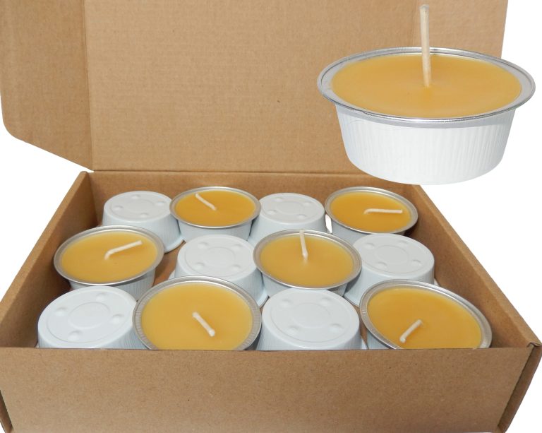 Świece z Wosku Pszczelego w płaskich ALU-Foremkach białe (24 szt.)