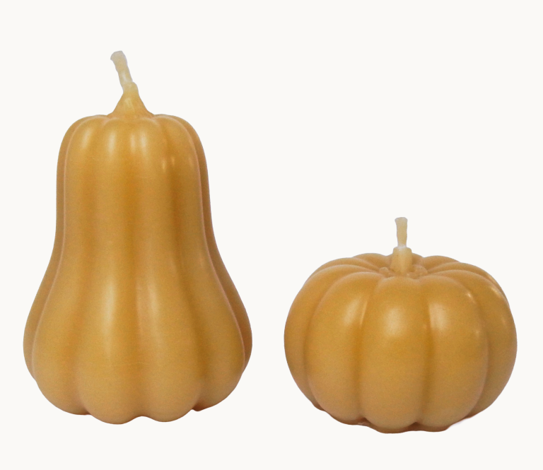 Zestaw 2 Dyń - Duża i Mała – Ręcznie Robione Świece z Czystego Wosku Pszczelego