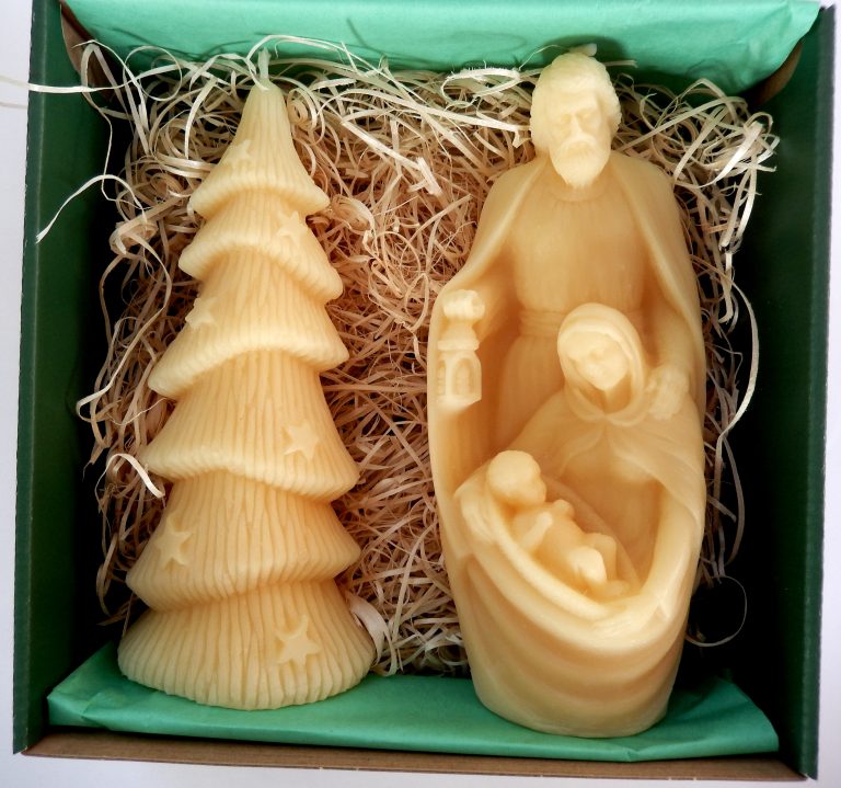 Zestaw Prezentowy Świece z Wosku Pszczelego - Choinka i Szopka