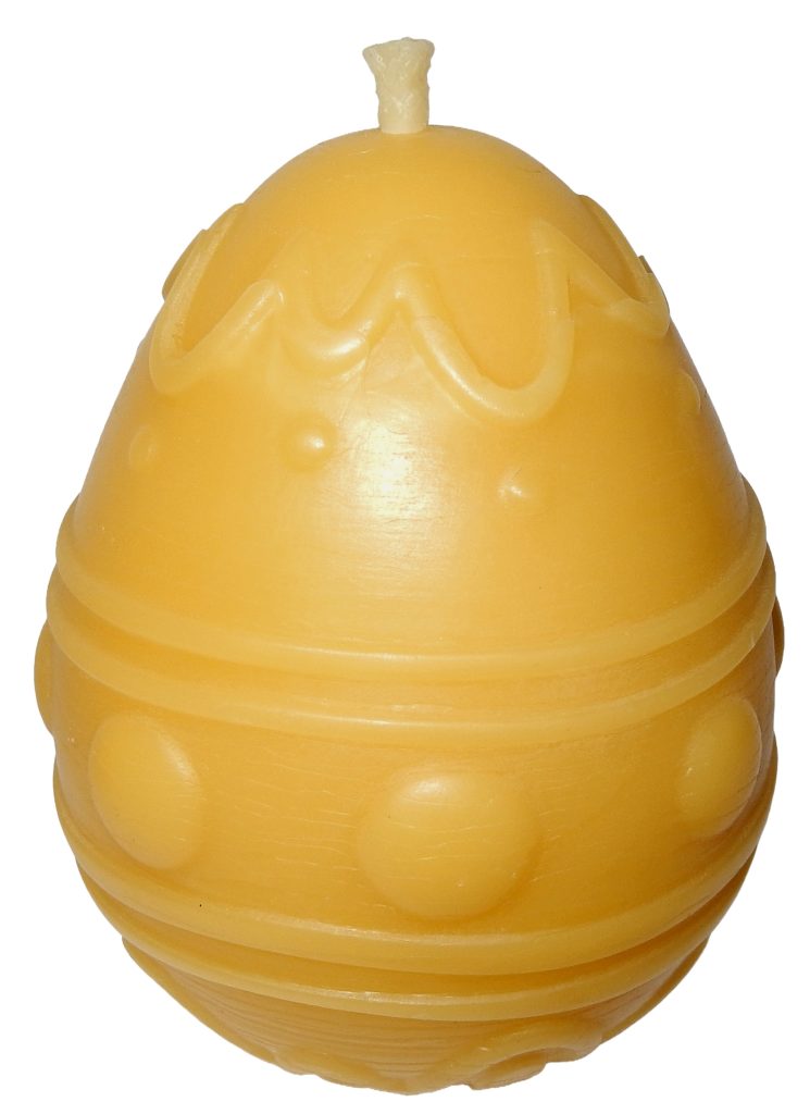 Naturalna Świeca z Wosku Pszczelego – Duże Jajo Wielkanocne w kropki | Handmade