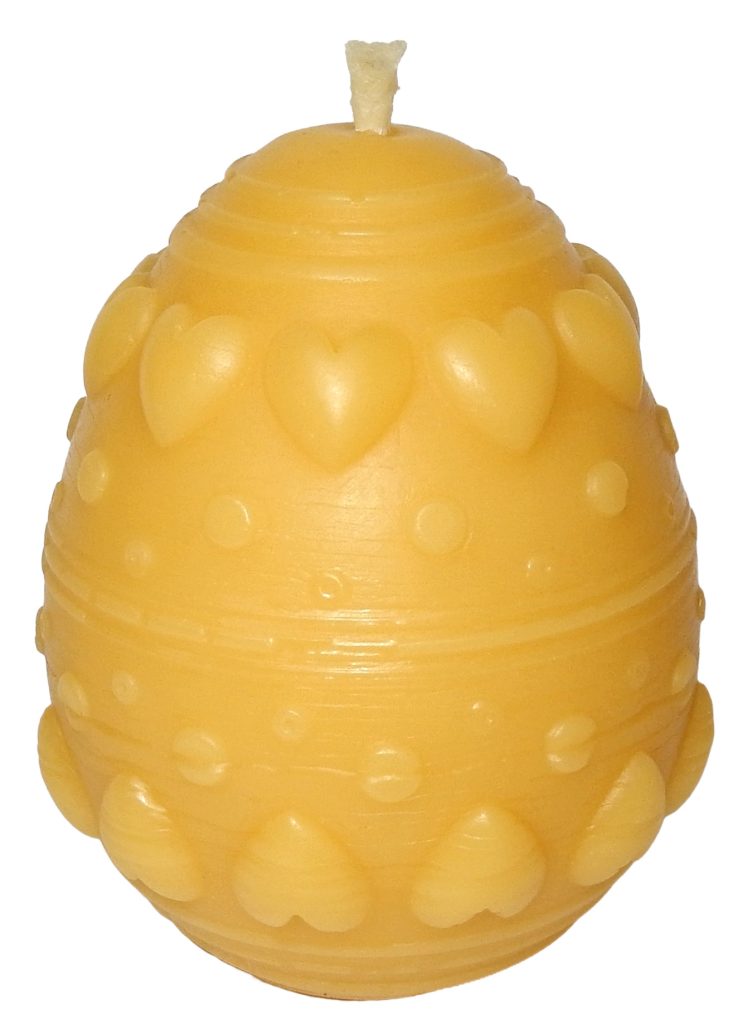 Naturalna Świeca z Wosku Pszczelego – Duże Jajo Wielkanocne z Sercami | Handmade