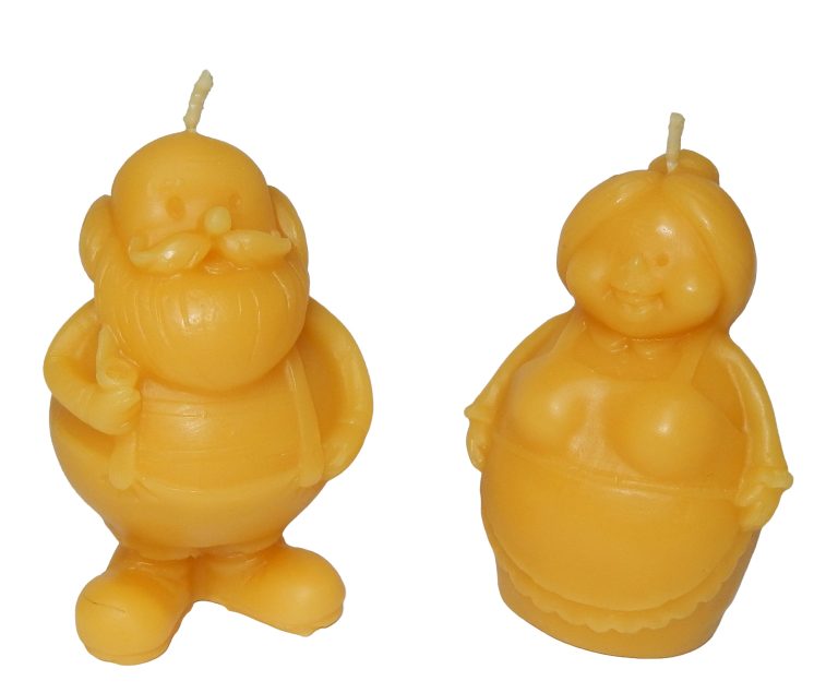 Zestaw Świec z Wosku Pszczelego „Kochani Dziadkowie” – Figurki Babcia i Dziadek