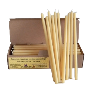 Cienka świeczka z wosku pszczelego - fi 10 mm, 25 cm, cerkiewna - op. 54 sztuki