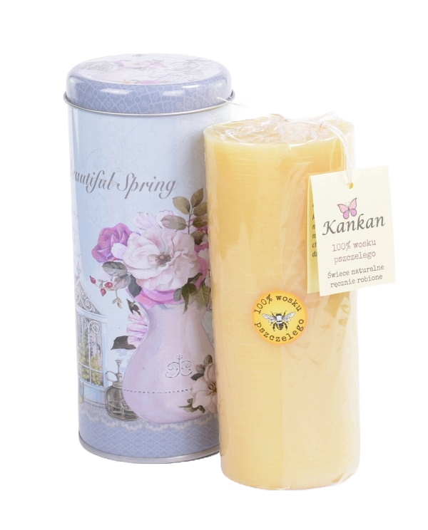 Świeca z wosku pszczelego w ozdobnej puszcze "Wiosna"