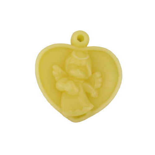 Zawieszka z wosku pszczelego - serce z aniołkiem - op. 2 sztuki